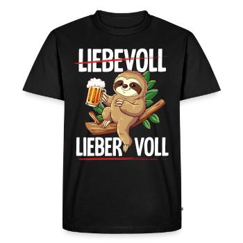 Sloth Booze Loving Dear Full - Men's Premium Organic T-Shirt - black - Front - Nico (187cm)