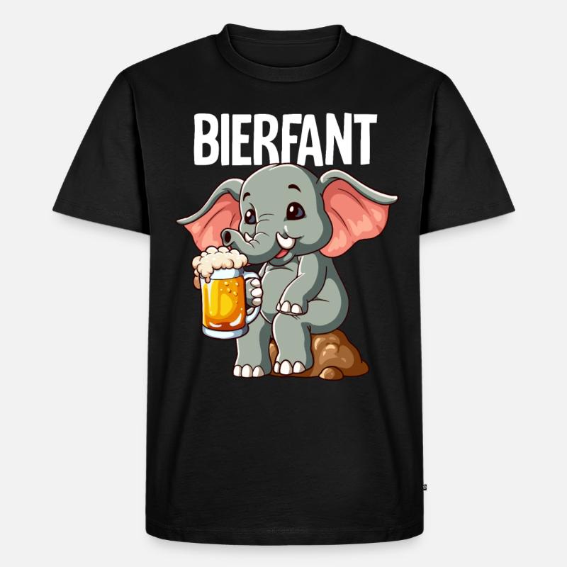 Bierfant Elefant Bier - Männer Premium Bio T-Shirt - Schwarz