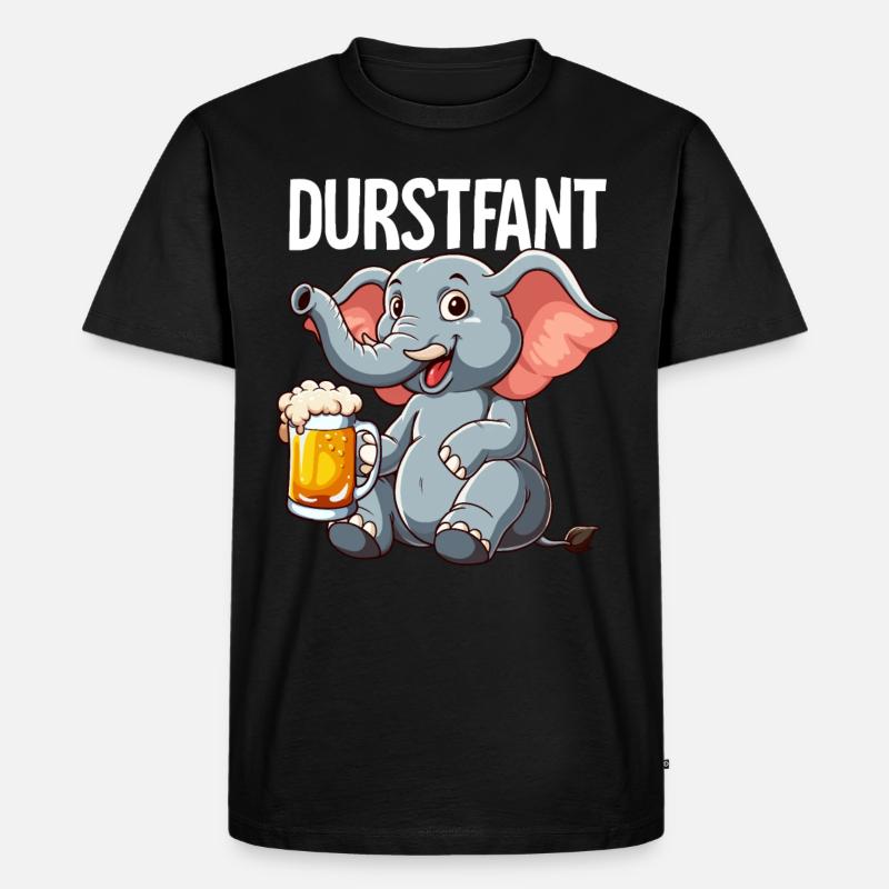 Durstfant Elefant Bier - Männer Premium Bio T-Shirt - Schwarz