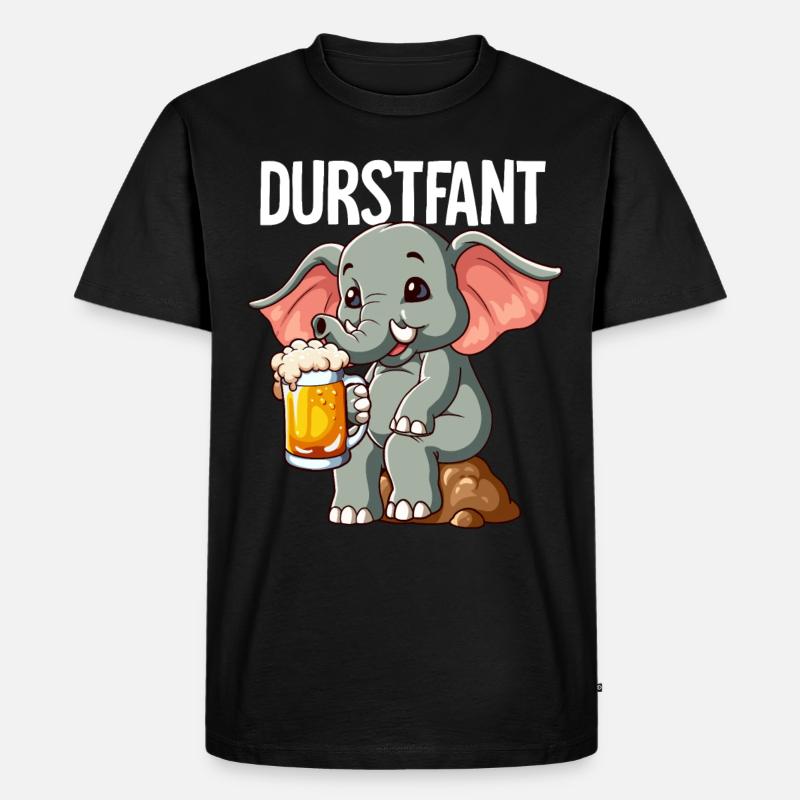 Durstfant Elefant Bier - Männer Premium Bio T-Shirt - Schwarz