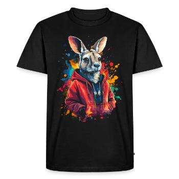 Hip Hop Kangaroo Vintage Urban Streetwear - Men's Premium Organic T-Shirt - black - Front - Nico (187cm)