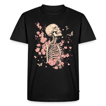 Fleurs squelettes - T-shirt Premium bio Homme - noir - Devant - Nico (187cm)