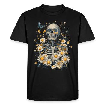 Fleurs squelettes - T-shirt Premium bio Homme - noir - Devant - Nico (187cm)