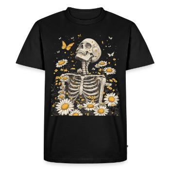 Fleurs squelettes - T-shirt Premium bio Homme - noir - Devant - Nico (187cm)
