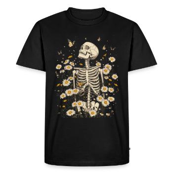 Fleurs squelettes - T-shirt Premium bio Homme - noir - Devant - Nico (187cm)