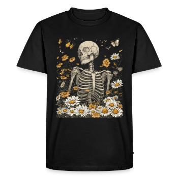 Fleurs squelettes - T-shirt Premium bio Homme - noir - Devant - Nico (187cm)