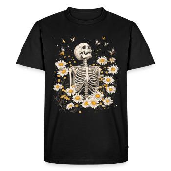 Fleurs squelettes - T-shirt Premium bio Homme - noir - Devant - Nico (187cm)