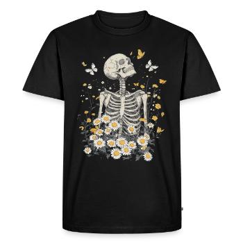 Fleurs squelettes - T-shirt Premium bio Homme - noir - Devant - Nico (187cm)
