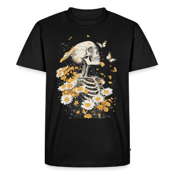 Fleurs squelettes - T-shirt Premium bio Homme - noir - Devant - Nico (187cm)