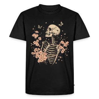 Fleurs squelettes - T-shirt Premium bio Homme - noir - Devant - Nico (187cm)