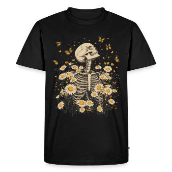 Fleurs squelettes - T-shirt Premium bio Homme - noir - Devant - Nico (187cm)