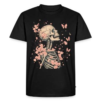 Fleurs squelettes - T-shirt Premium bio Homme - noir - Devant - Nico (187cm)