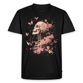 Fleurs squelettes - T-shirt Premium bio Homme - noir - Devant - Nico (187cm)