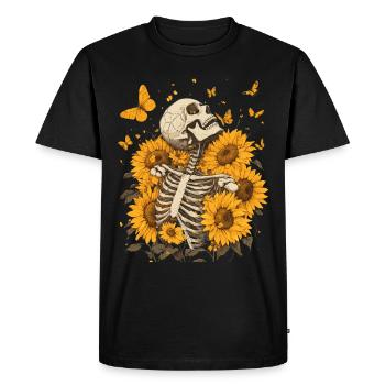 Fleurs squelettes - T-shirt Premium bio Homme - noir - Devant - Nico (187cm)