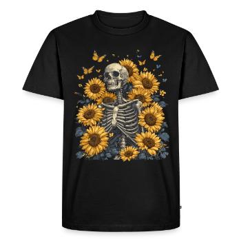 Fleurs squelettes - T-shirt Premium bio Homme - noir - Devant - Nico (187cm)
