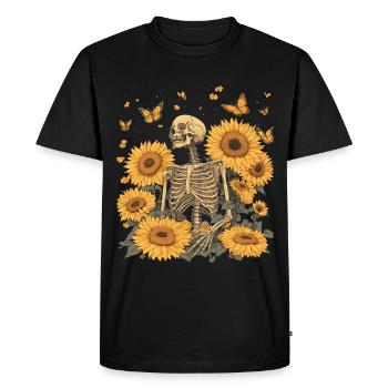 Fleurs squelettes - T-shirt Premium bio Homme - noir - Devant - Nico (187cm)