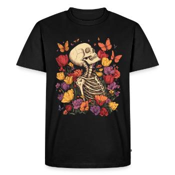 Fleurs squelettes - T-shirt Premium bio Homme - noir - Devant - Nico (187cm)