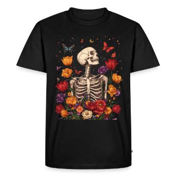 Fleurs squelettes - T-shirt Premium bio Homme - noir - Devant - Nico (187cm)
