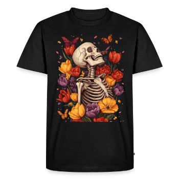 Fleurs squelettes - T-shirt Premium bio Homme - noir - Devant - Nico (187cm)