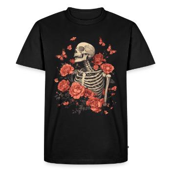 Fleurs squelettes - T-shirt Premium bio Homme - noir - Devant - Nico (187cm)