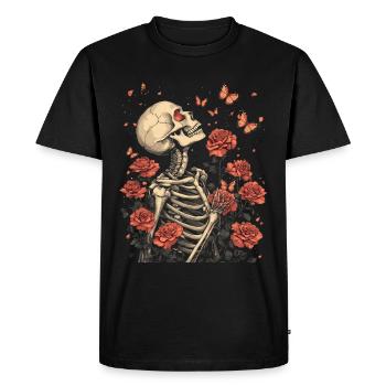 Fleurs squelettes - T-shirt Premium bio Homme - noir - Devant - Nico (187cm)