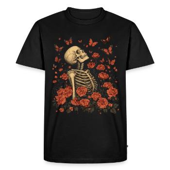 Fleurs squelettes - T-shirt Premium bio Homme - noir - Devant - Nico (187cm)