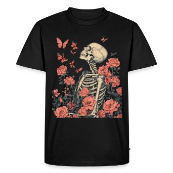 Fleurs squelettes - T-shirt Premium bio Homme - noir - Devant - Nico (187cm)