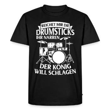 Drums Drums Drumstick Drummer Music Band Rock - Men's Premium Organic T-Shirt - black - Front - Nico (187cm)