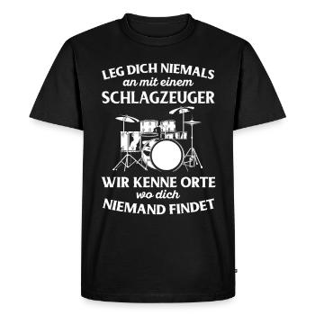 Drums Drums Drumstick Drummer Music Band Rock - Men's Premium Organic T-Shirt - black - Front - Nico (187cm)
