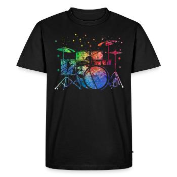 Tambours Baguettes Tambours Batteur Musique Groupe Rock - T-shirt Premium bio Homme - noir - Devant - Nico (187cm)