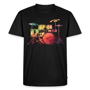 Tambours Baguettes Tambours Batteur Musique Groupe Rock - T-shirt Premium bio Homme - noir - Devant - Nico (187cm)