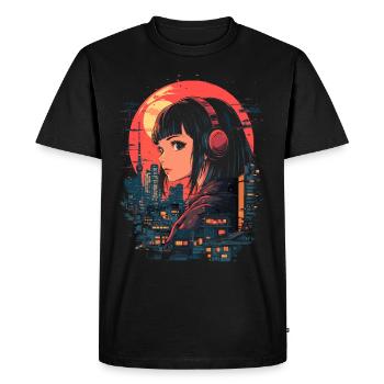 Fille d’Anime Japon - T-shirt Premium bio Homme - noir - Devant - Nico (187cm)