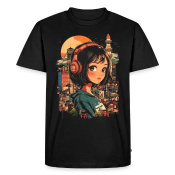 Fille d’Anime Japon - T-shirt Premium bio Homme - noir - Devant - Nico (187cm)