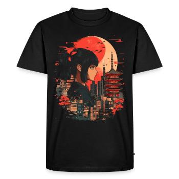 Fille d’Anime Japon - T-shirt Premium bio Homme - noir - Devant - Nico (187cm)