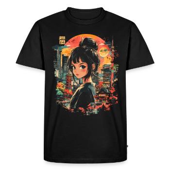 Fille d’Anime Japon - T-shirt Premium bio Homme - noir - Devant - Nico (187cm)