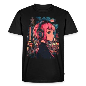 Fille d’Anime Japon - T-shirt Premium bio Homme - noir - Devant - Nico (187cm)