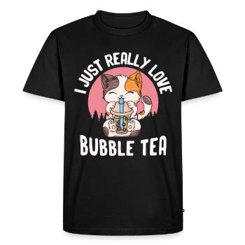 Bubble Tea Boba BubbleTea Kawaii Japan Tea Kpop - Men's Premium Organic T-Shirt - black - Front - Nico (187cm)