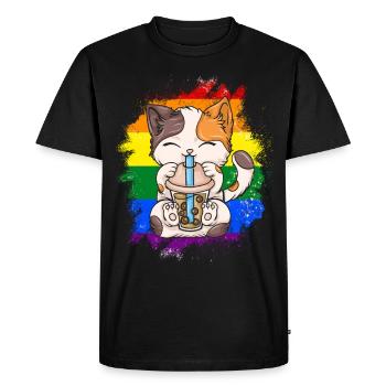 Bubble Tea Boba BubbleTea Kawaii Japan Tea Kpop - Men's Premium Organic T-Shirt - black - Front - Nico (187cm)
