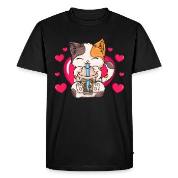Bubble Tea Boba BubbleTea Kawaii Japan Tea Kpop - Men's Premium Organic T-Shirt - black - Front - Nico (187cm)