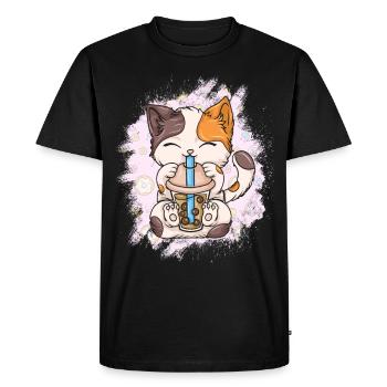 Bubble Tea Boba BubbleTea Kawaii Japan Tea Kpop - Men's Premium Organic T-Shirt - black - Front - Nico (187cm)