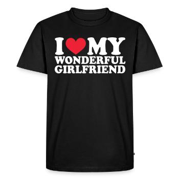 Petite amie Petite amie Relation Couple Amour Couple - T-shirt Premium bio Homme - noir - Devant - Nico (187cm)