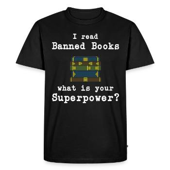 Livre Livres Bibliothèque Lecture Littérature Lire Livres - T-shirt Premium bio Homme - noir - Devant - Nico (187cm)