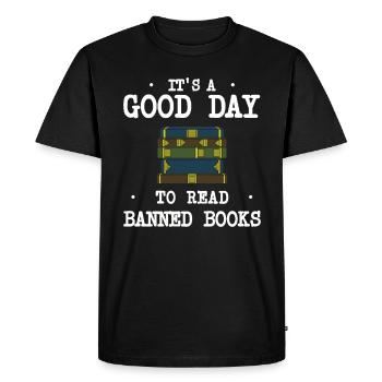 Livre Livres Bibliothèque Lecture Littérature Lire Livres - T-shirt Premium bio Homme - noir - Devant - Nico (187cm)