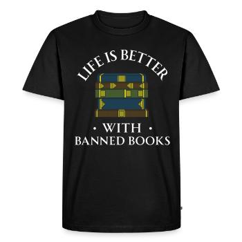 Livre Livres Bibliothèque Lecture Littérature Lire Livres - T-shirt Premium bio Homme - noir - Devant - Nico (187cm)