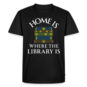 Livre Livres Bibliothèque Lecture Littérature Lire Livres - T-shirt Premium bio Homme - noir - Devant - Nico (187cm)