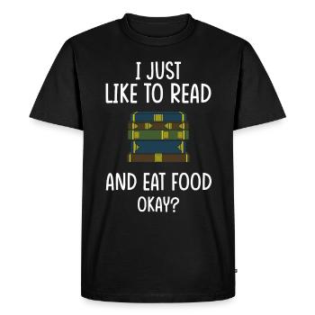 Livre Livres Bibliothèque Lecture Littérature Lire Livres - T-shirt Premium bio Homme - noir - Devant - Nico (187cm)