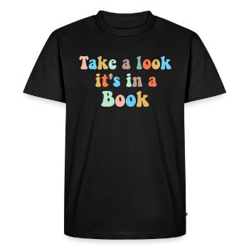 Livre Livres Bibliothèque Lecture Littérature Lire Livres - T-shirt Premium bio Homme - noir - Devant - Nico (187cm)