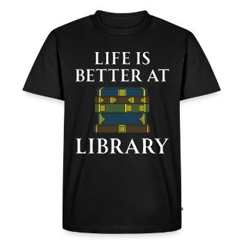 Livre Livres Bibliothèque Lecture Littérature Lire Livres - T-shirt Premium bio Homme - noir - Devant - Nico (187cm)