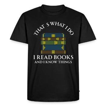 Livre Livres Bibliothèque Lecture Littérature Lire Livres - T-shirt Premium bio Homme - noir - Devant - Nico (187cm)