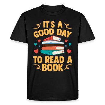 Livre Livres Bibliothèque Lecture Littérature Lire Livres - T-shirt Premium bio Homme - noir - Devant - Nico (187cm)